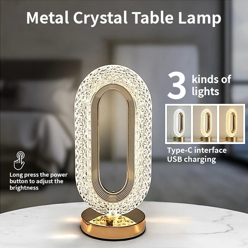 1pc Touch Dimming Desk Lamp Crystal Acrylic Table Lamp