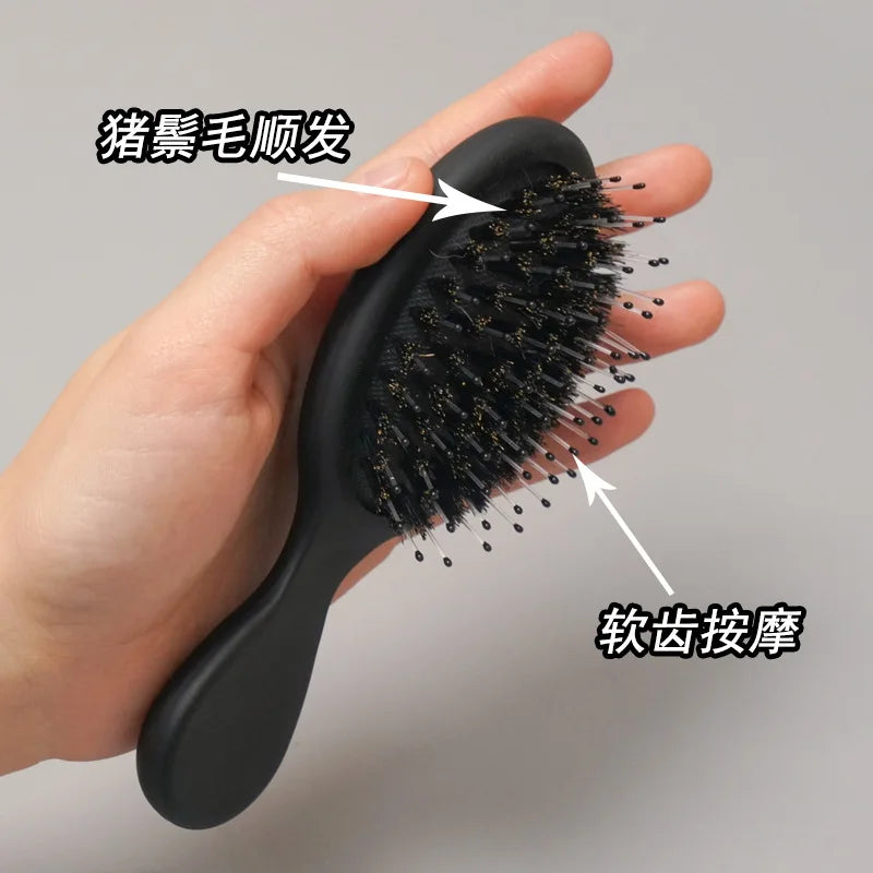 Mini Boar Bristle Hair Brush Small Hair Brush for Travel
